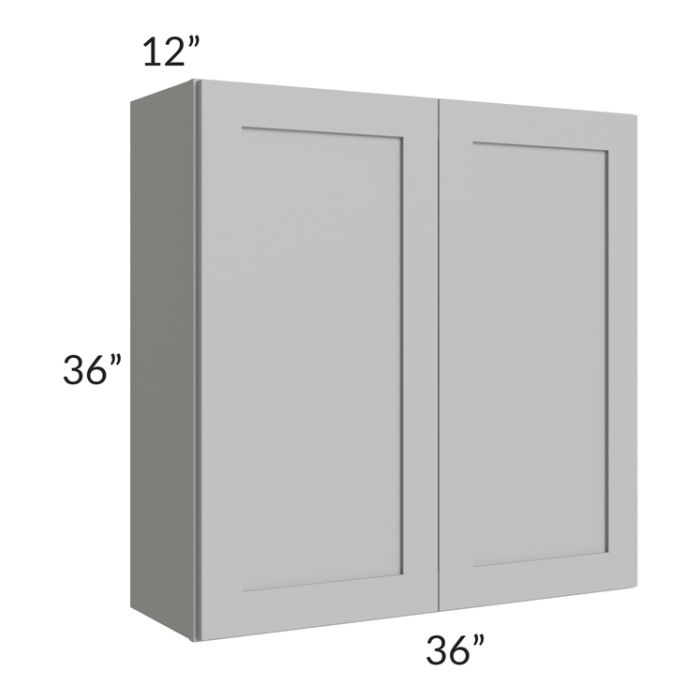 RTA Pewter Grey Shaker 36" x 36" Wall Cabinet with 1 Decorative End Panel