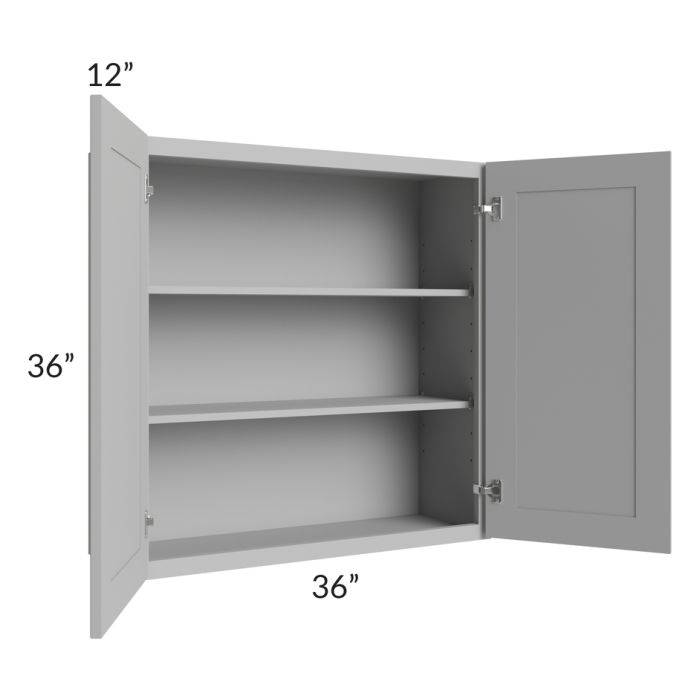 RTA Pewter Grey Shaker 36" x 36" Wall Cabinet with 1 Decorative End Panel
