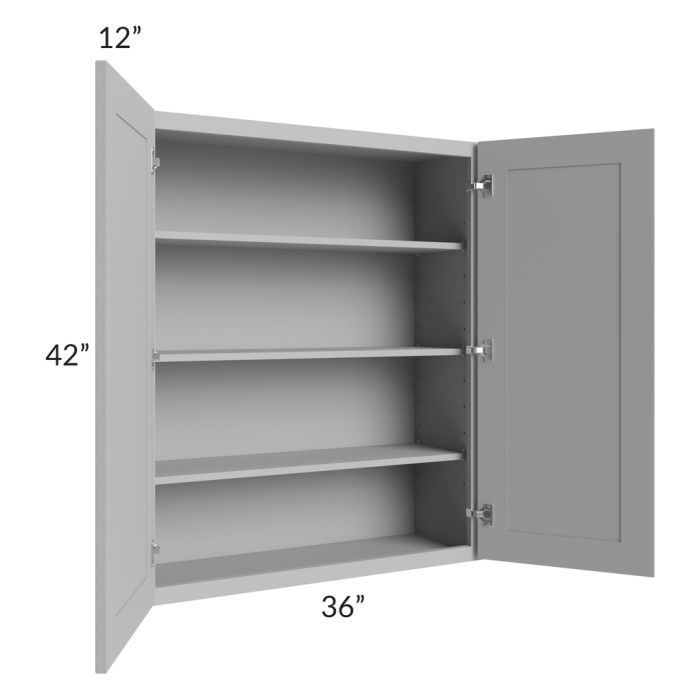 RTA Pewter Grey Shaker 36" x 42" Wall Cabinet with Glass Door