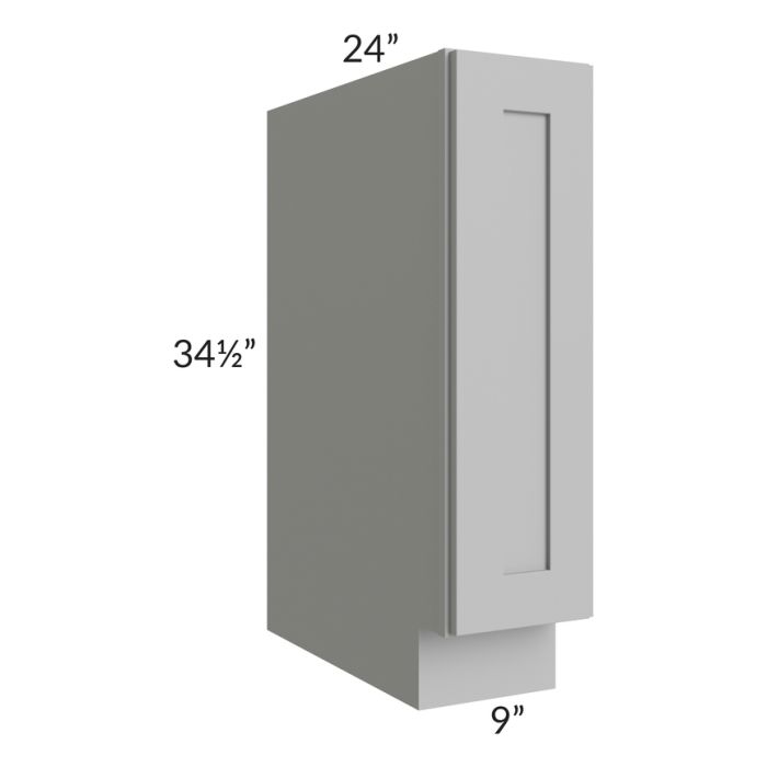 RTA Pewter Grey Shaker 9" Full Height Door Base Cabinet with 1 Decorative End Panel