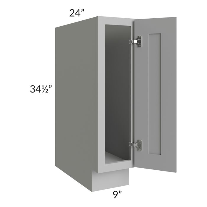 RTA Pewter Grey Shaker 9" Full Height Door Base Cabinet with 1 Decorative End Panel