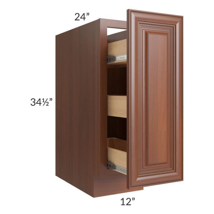 RTA Phoenix Caramel Glaze 12" Spice Base Cabinet with 2 Decorative End Panels