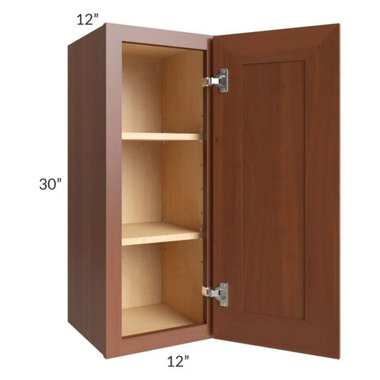 RTA Phoenix Caramel Glaze 12" x 30" Wall Cabinet with 1 Decorative End Panel and Mullion Glass Door (Textured Glass Included)
