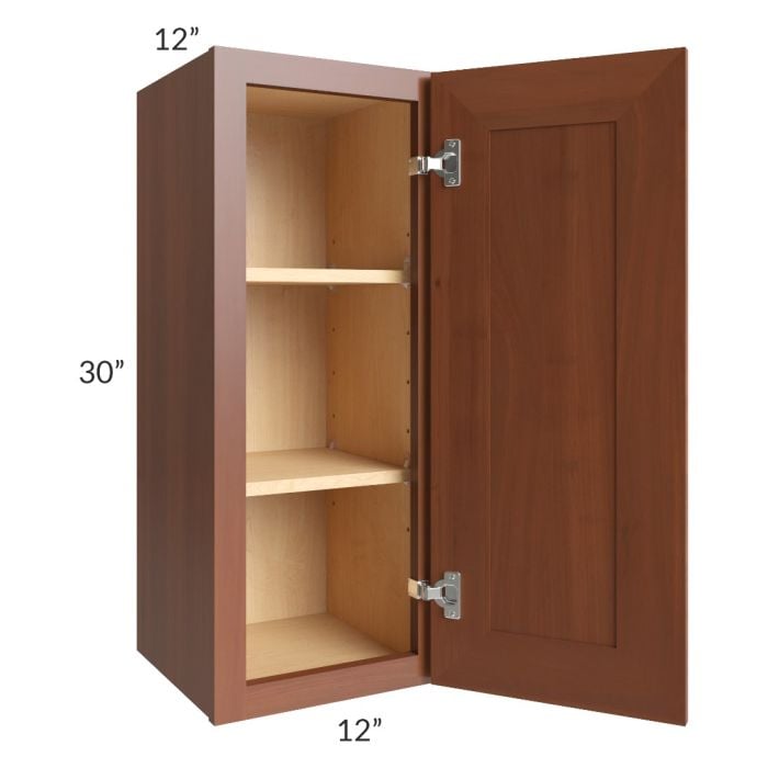 RTA Phoenix Caramel Glaze 12" x 30" Wall Cabinet with 2 Decorative End Panels and Mullion Glass Door (Textured Glass Included)