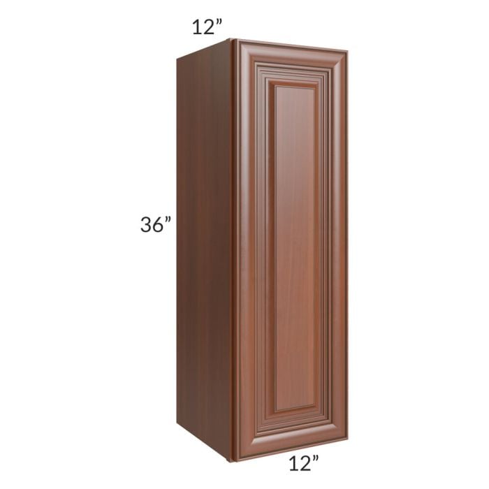 RTA Phoenix Caramel Glaze 12" x 36" Wall Cabinet with 2 Decorative End Panels and Mullion Glass Door (Textured Glass Included)