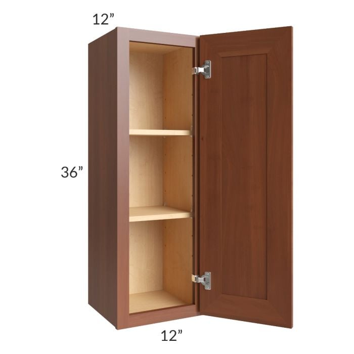 RTA Phoenix Caramel Glaze 12" x 36" Wall Cabinet with 2 Decorative End Panels and Mullion Glass Door (Textured Glass Included)
