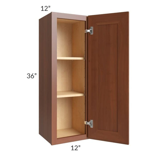 RTA Phoenix Caramel Glaze 12" x 36" Wall Cabinet with 2 Decorative End Panels and Mullion Glass Door (Textured Glass Included)