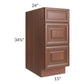 RTA Phoenix Caramel Glaze 15" 3-Drawer Base Cabinet with 1 Decorative End Panel