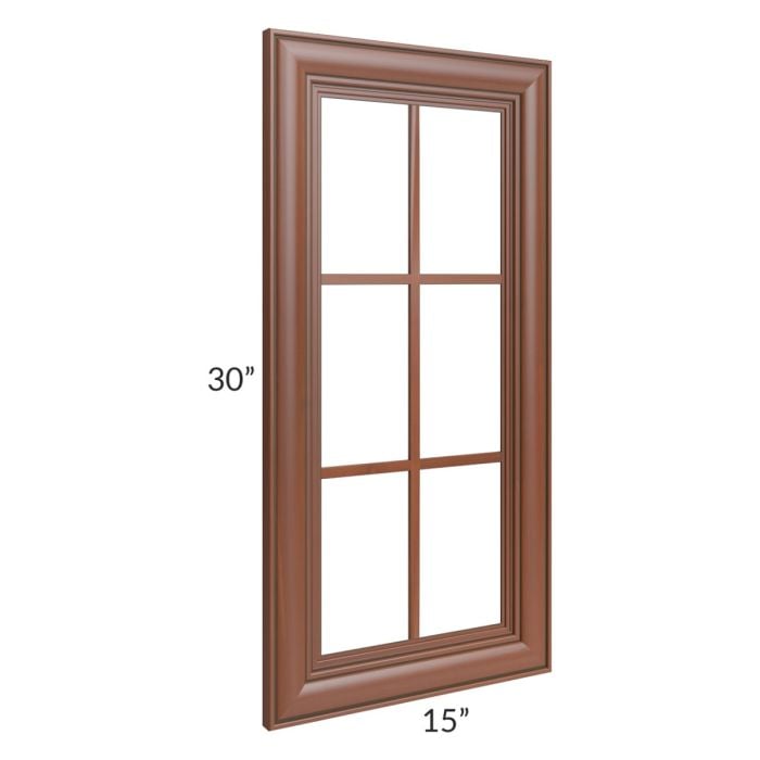 RTA Phoenix Caramel Glaze 15" x 30" Mullion Glass Door Only (can be used with a 24" x 30" corner cabinet)
