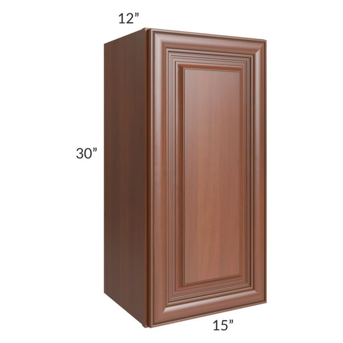 RTA Phoenix Caramel Glaze 15" x 30" Wall Cabinet with 1 Decorative End Panel