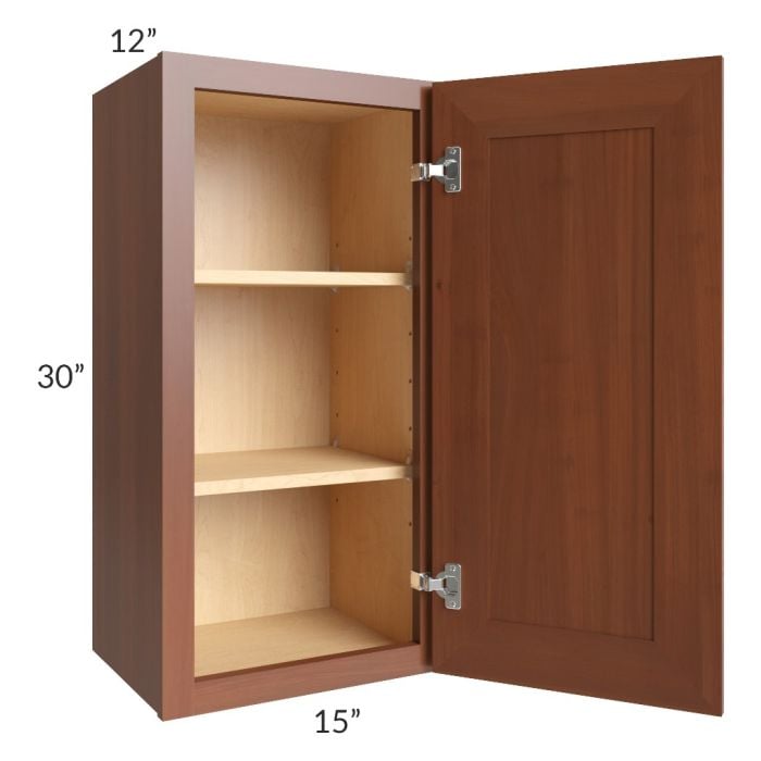 RTA Phoenix Caramel Glaze 15" x 30" Wall Cabinet with 1 Decorative End Panel