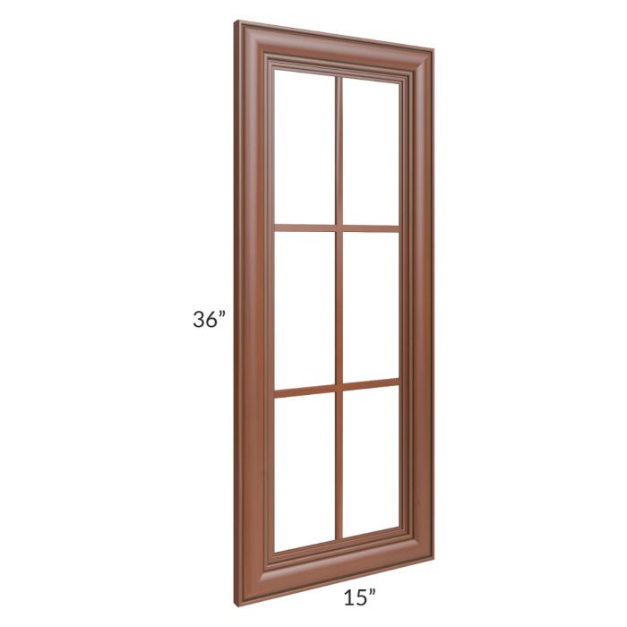 RTA Phoenix Caramel Glaze 15" x 36" Mullion Glass Door Only (can be used with a 24" x 36" corner cabinet)