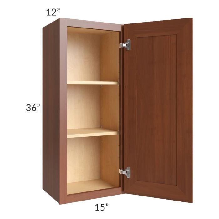 RTA Phoenix Caramel Glaze 15" x 36" Wall Cabinet with Mullion Glass Door (Textured Glass Included)