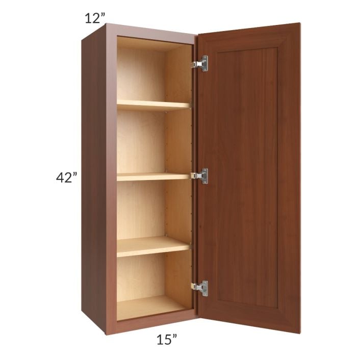 RTA Phoenix Caramel Glaze 15" x 42" Wall Cabinet with 1 Decorative End Panel