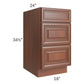 RTA Phoenix Caramel Glaze 18" 3-Drawer Base Cabinet