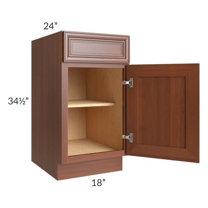 RTA Phoenix Caramel Glaze 18" Base Cabinet with 1 Decorative End Panel