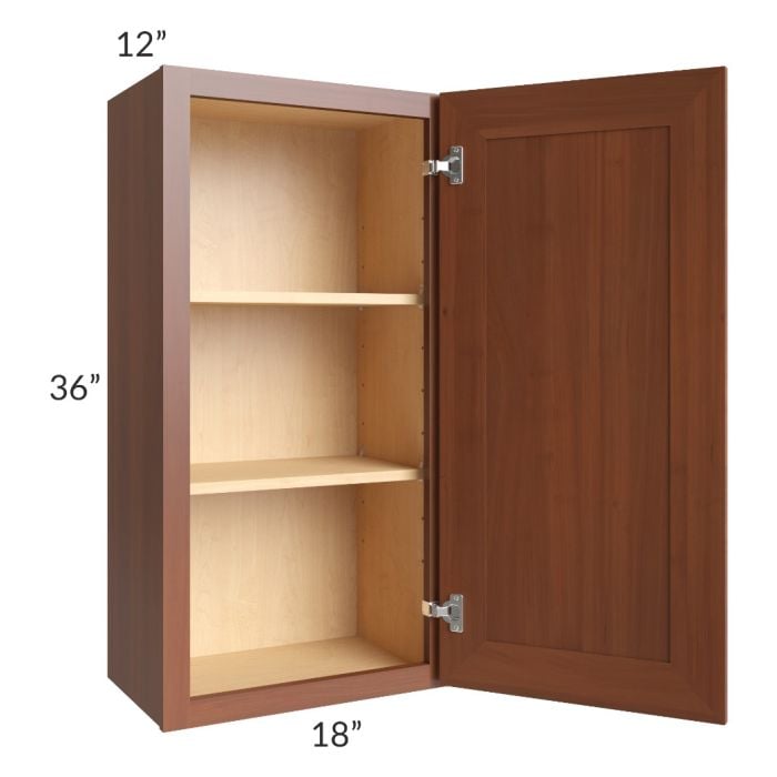 RTA Phoenix Caramel Glaze 18" x 36" Wall Cabinet with 1 Decorative End Panel and Mullion Glass Door (Textured Glass Included)
