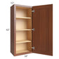 RTA Phoenix Caramel Glaze 18" x 42" Wall Cabinet with 1 Decorative End Panel and Mullion Glass Door (Textured Glass Included)