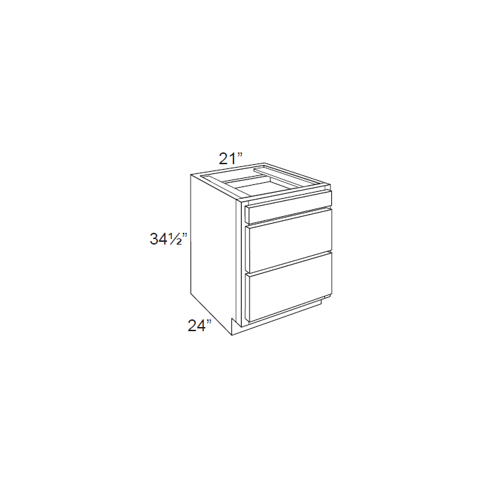 RTA Phoenix Caramel Glaze 21" 3-Drawer Base Cabinet with 2 Decorative End Panels