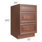 RTA Phoenix Caramel Glaze 21" 3-Drawer Base Cabinet with 2 Decorative End Panels