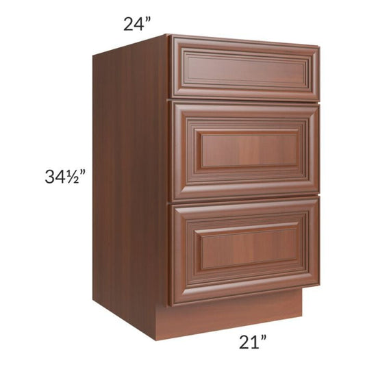 RTA Phoenix Caramel Glaze 21" 3-Drawer Base Cabinet