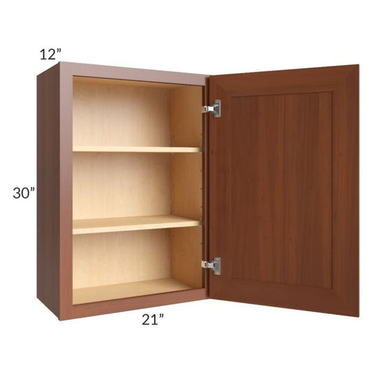 RTA Phoenix Caramel Glaze 21" x 30" Wall Cabinet with 2 Decorative End Panels and Mullion Glass Door (Textured Glass Included)