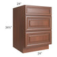 RTA Phoenix Caramel Glaze 24" 3-Drawer Base Cabinet with 2 Decorative End Panels