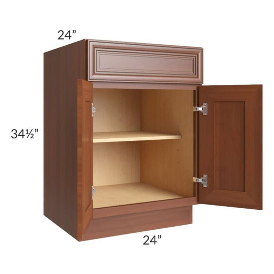 RTA Phoenix Caramel Glaze 24" Base Cabinet with Pot and Pan Roll Out Kit