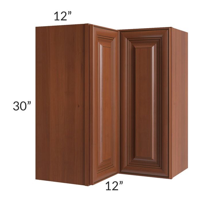 RTA Phoenix Caramel Glaze 24" x 30" Easy Reach Corner Wall Cabinet with 1 Decorative End Panel