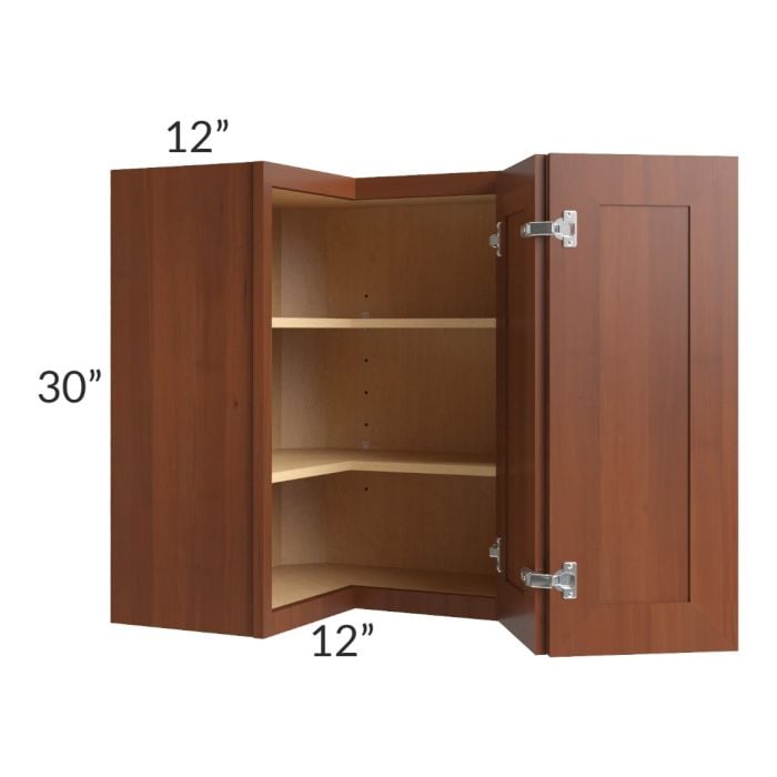 RTA Phoenix Caramel Glaze 24" x 30" Easy Reach Corner Wall Cabinet with 1 Decorative End Panel