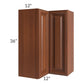 RTA Phoenix Caramel Glaze 24" x 36" Easy Reach Corner Wall Cabinet with 1 Decorative End Panel