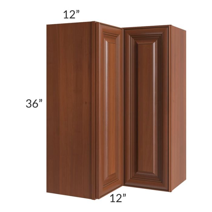 RTA Phoenix Caramel Glaze 24" x 36" Easy Reach Corner Wall Cabinet with 1 Decorative End Panel