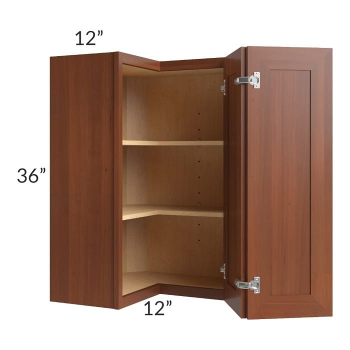 RTA Phoenix Caramel Glaze 24" x 36" Easy Reach Corner Wall Cabinet with 2 Decorative End Panels