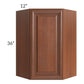RTA Phoenix Caramel Glaze 24" x 36" Wall Diagonal Corner Cabinet with 1 Decorative End Panel