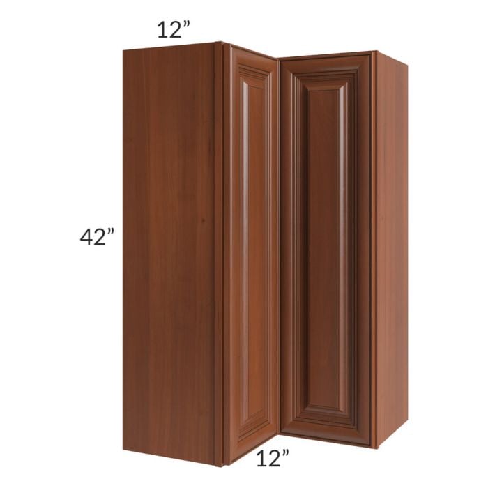 RTA Phoenix Caramel Glaze 24" x 42" Easy Reach Corner Wall Cabinet with 1 Decorative End Panel