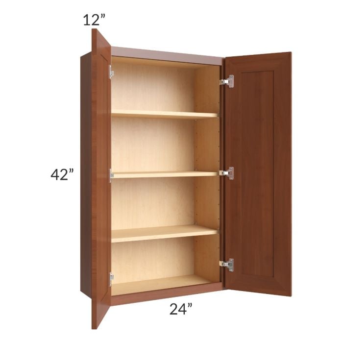 RTA Phoenix Caramel Glaze 24" x 42" Wall Cabinet with Mullion Glass Door (Textured Glass Included)