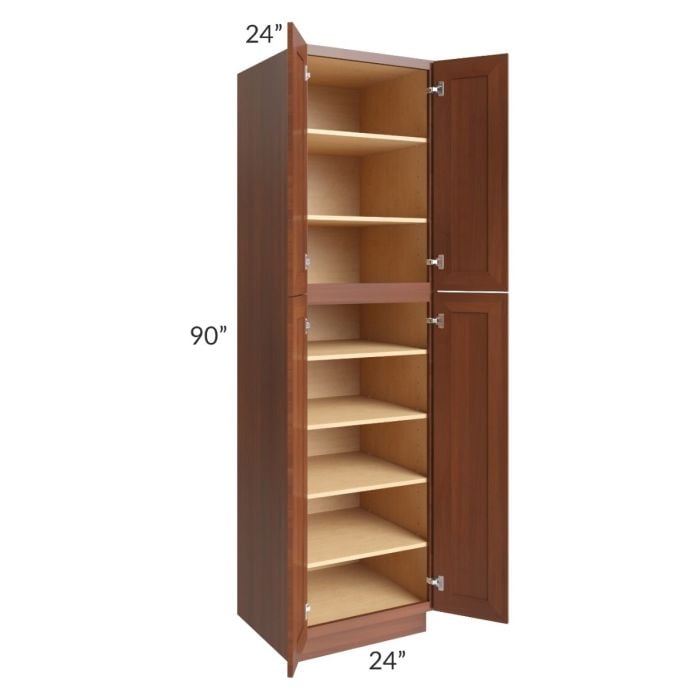 RTA Phoenix Caramel Glaze 24" x 90" Wall Pantry with 2 Decorative End Panels