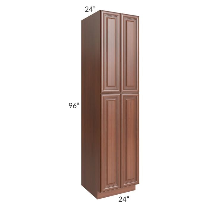 RTA Phoenix Caramel Glaze 24" x 96" Wall Pantry with 2 Decorative End Panels