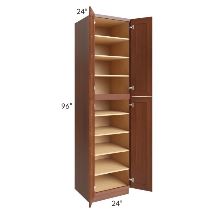 RTA Phoenix Caramel Glaze 24" x 96" Wall Pantry with 2 Decorative End Panels