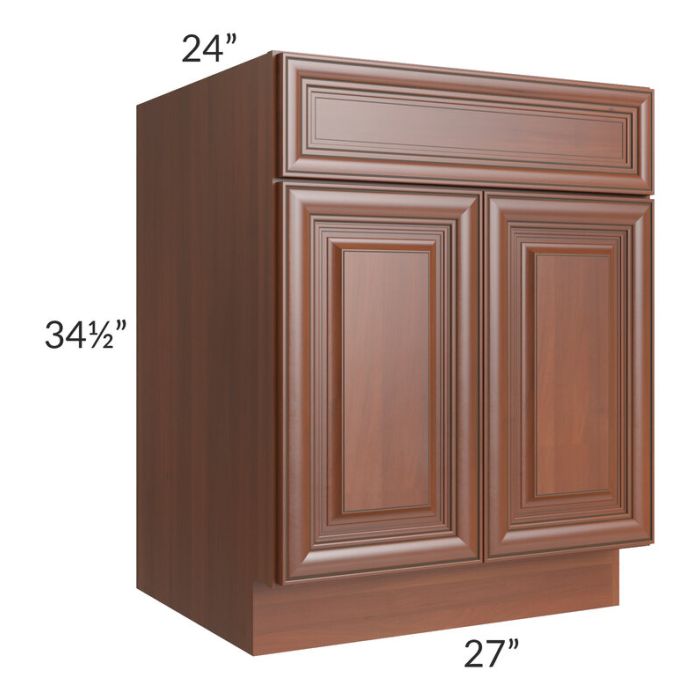 RTA Phoenix Caramel Glaze 27" Base Cabinet with 1 Decorative End Panel