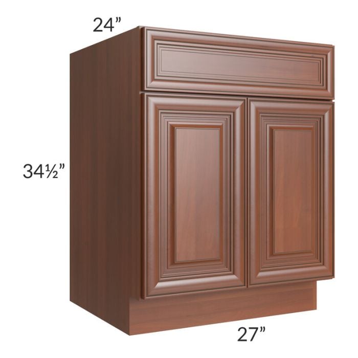 RTA Phoenix Caramel Glaze 27" Base Cabinet with Pot and Pan Roll Out Kit