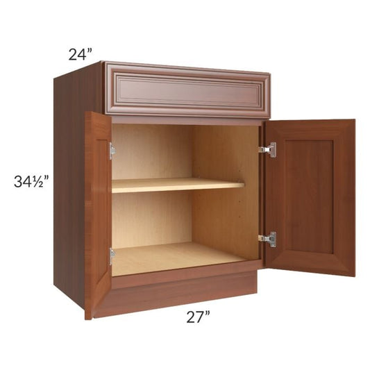 RTA Phoenix Caramel Glaze 27" Base Cabinet with Pot and Pan Roll Out Kit