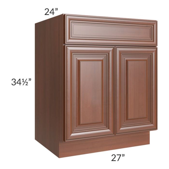 RTA Phoenix Caramel Glaze 27" Sink Base Cabinet with 1 Decorative End Panel
