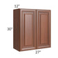 RTA Phoenix Caramel Glaze 27" x 30" Wall Cabinet with 1 Decorative End Panel and Mullion Glass Door (Textured Glass Included)