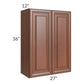 RTA Phoenix Caramel Glaze 27" x 36" Wall Cabinet with 2 Decorative End Panels and Mullion Glass Door (Textured Glass Included)