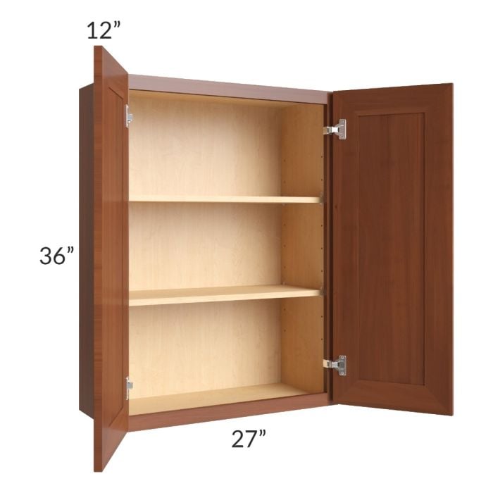 RTA Phoenix Caramel Glaze 27" x 36" Wall Cabinet with Mullion Glass Door (Textured Glass Included)