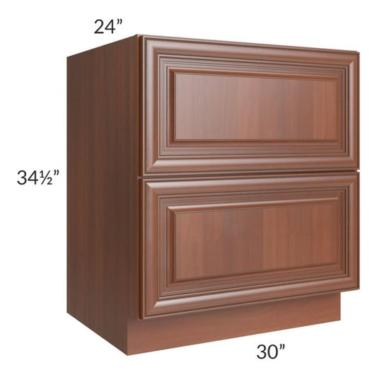 RTA Phoenix Caramel Glaze 30" 2-Drawer Base Cabinet with 2 Decorative End Panels