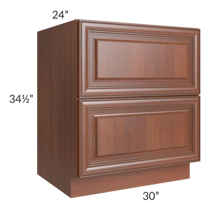 RTA Phoenix Caramel Glaze 30" 2-Drawer Base Cabinet
