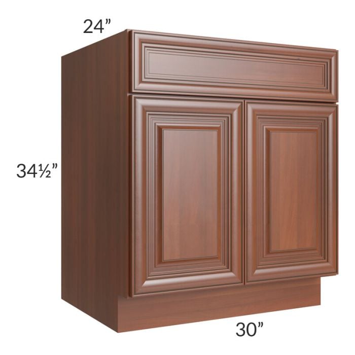 RTA Phoenix Caramel Glaze 30" Base Cabinet with 1 Decorative End Panel
