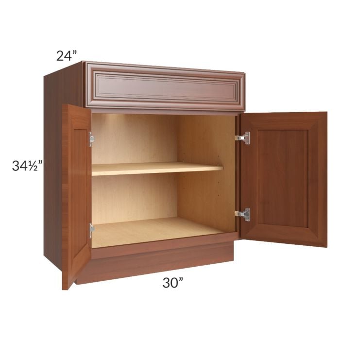 RTA Phoenix Caramel Glaze 30" Base Cabinet with 1 Decorative End Panel